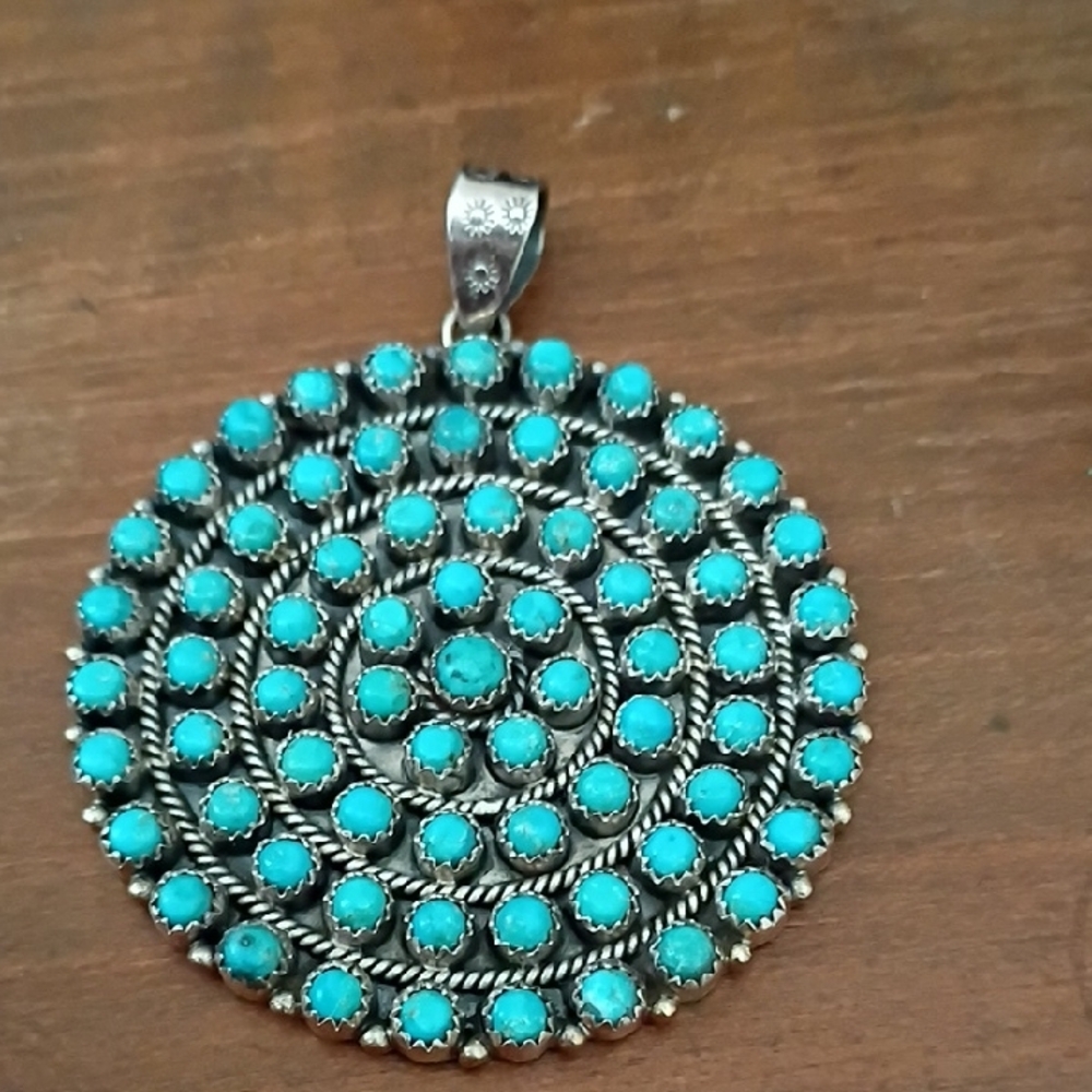 Price Is Firm Extra Large Genuine Turquoise Spiral Pendant Necklace